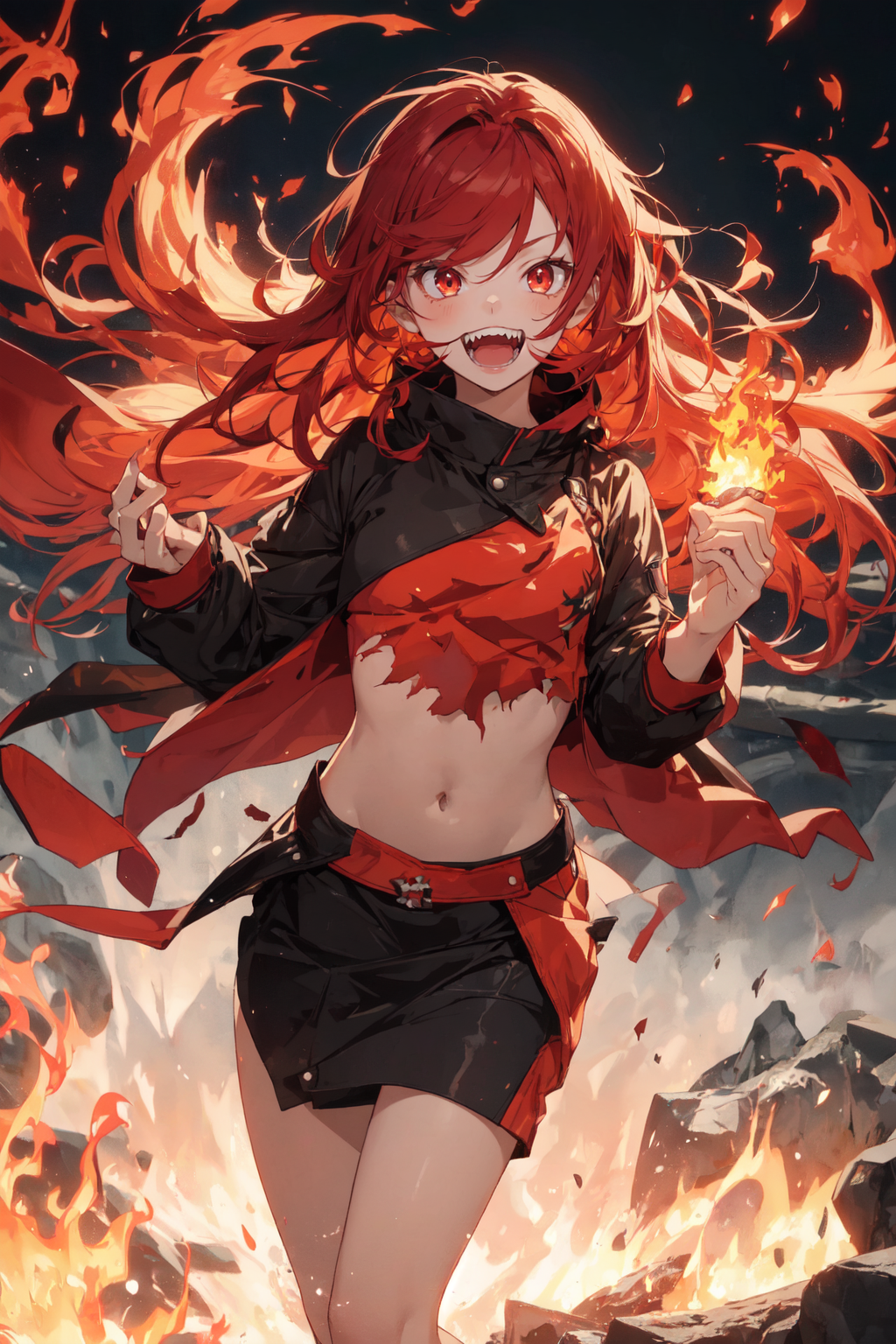 Anime fire girl