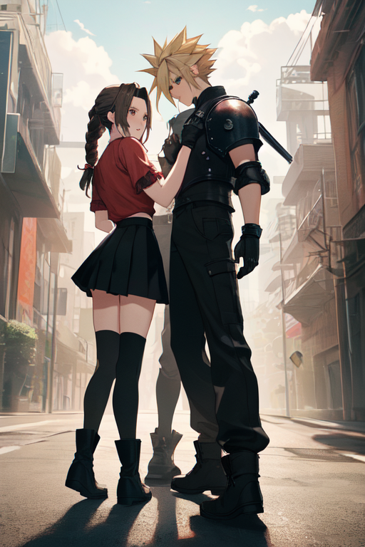 AI Art: 「Final Fantasy VII」 - Tifa LockhartとCloud Strifeの美しさ by @美しいハッカー様 |  PixAI