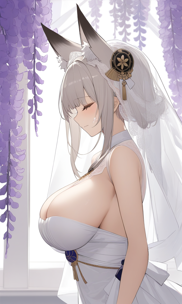 AI Art: 「Azur Lane」 - Musashi (Purest Wisteria)の喜び by @勇敢な虎熊ちゃん | PixAI