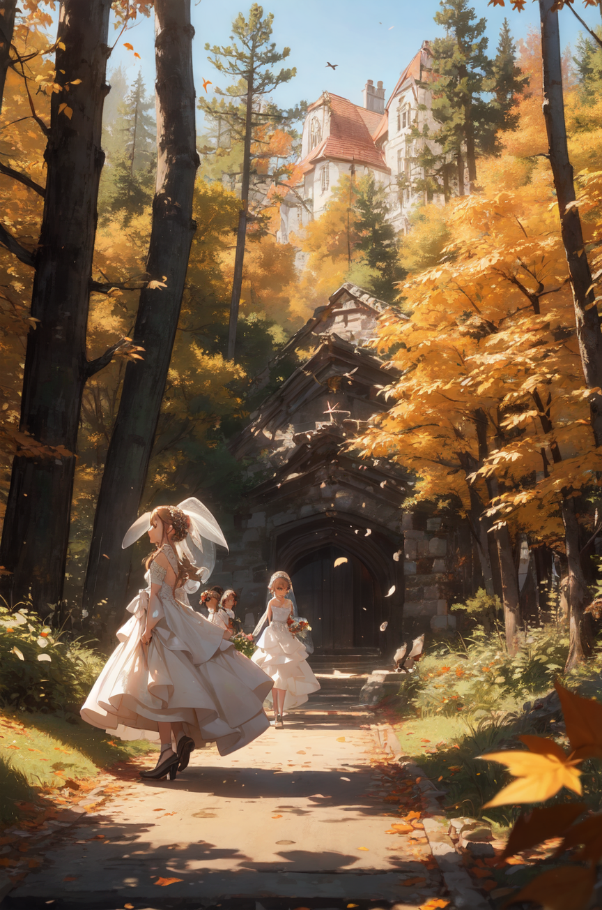 Autumn Fall Wedding Dress Forest Woodland Wedding Dress Elven