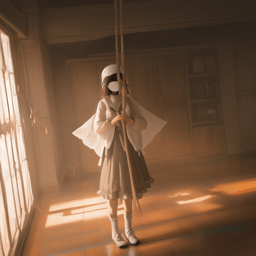 AI Art: walking with blindfolded girl by @user-1605413815181387762