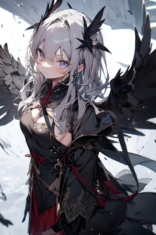 AI Art: 《黒い翼の天使》 by @OKC | PixAI