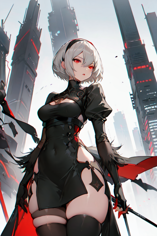 Nier: Automata, NieR, 2B (Nier: Automata), blindfold, black dress