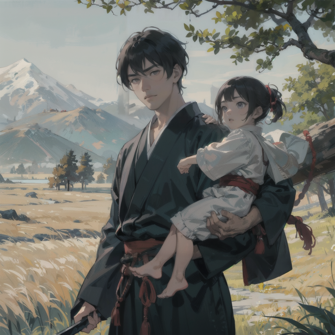 AI Art: Lone Wolf and Cub by @RamsayHunter | PixAI