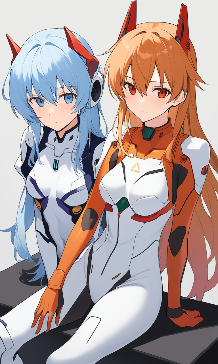 Arte AI: The Contrast Between Rei Ayanami and Asuka Langley Souryuu por  @QuietWalkerIX | PixAI