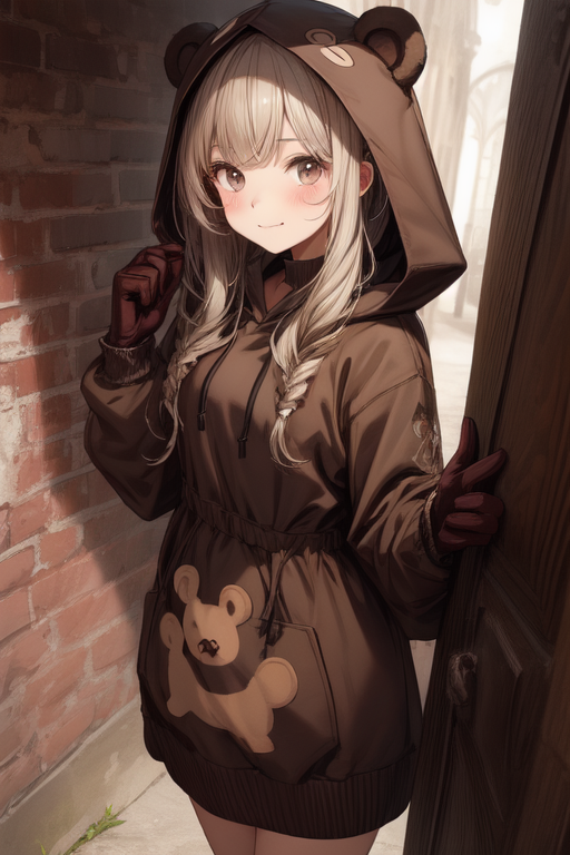 Anime girl shop bear hoodie