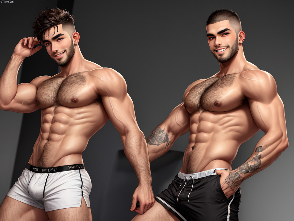 AI Art: Hairy twinks showing off by @gothkelt | PixAI