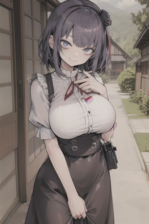 Dagashi Kashi, black skirts, big boobs, anime girls, short hair