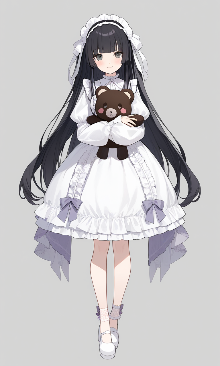 Lolita art girls AIイラスト: A Sweet and Playful Encounter: A Girl in White Lolita Fashion 作者  @GentleUnicornRogueVII | PixAI