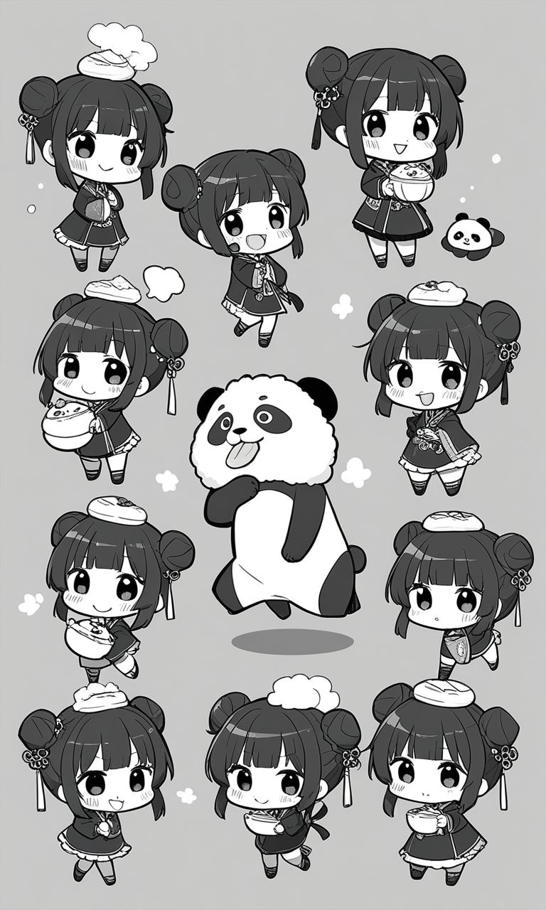 AI Art: 可愛い女の子とパンダのぬいぐるみ by @幸せな鳳凰夢見る人様 