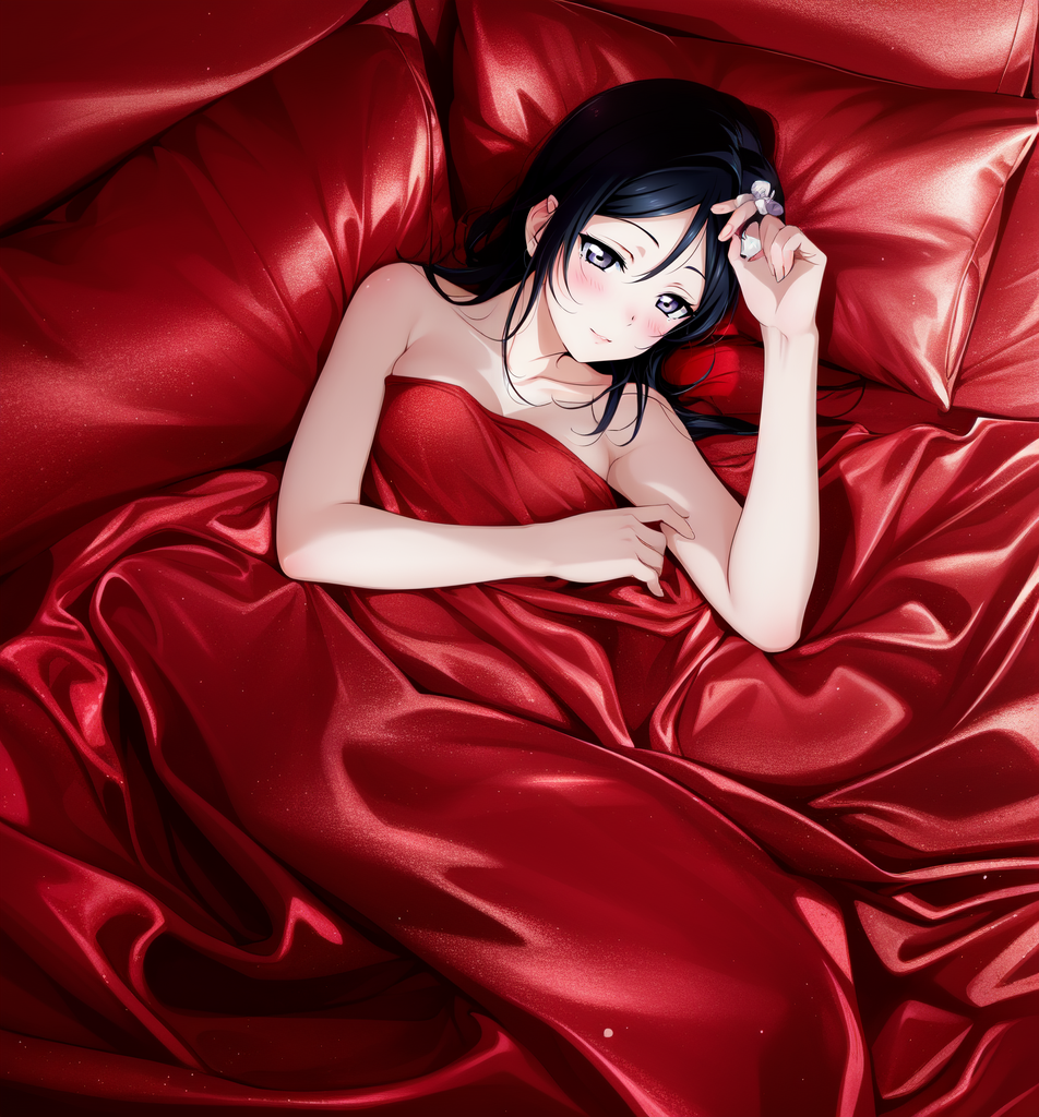 AI Art: Setsuna Nude in Red Satin Sheets 15 by @Muhammad Egil Zulqadri |  PixAI