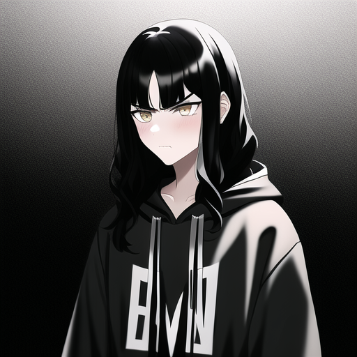 Premium AI Image  A sad anime character with a black hoodie.