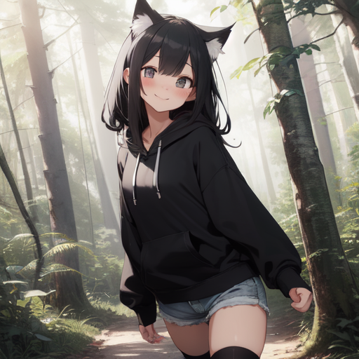 AI Art: Neko in the Woods (Female, Standing) by @Demi