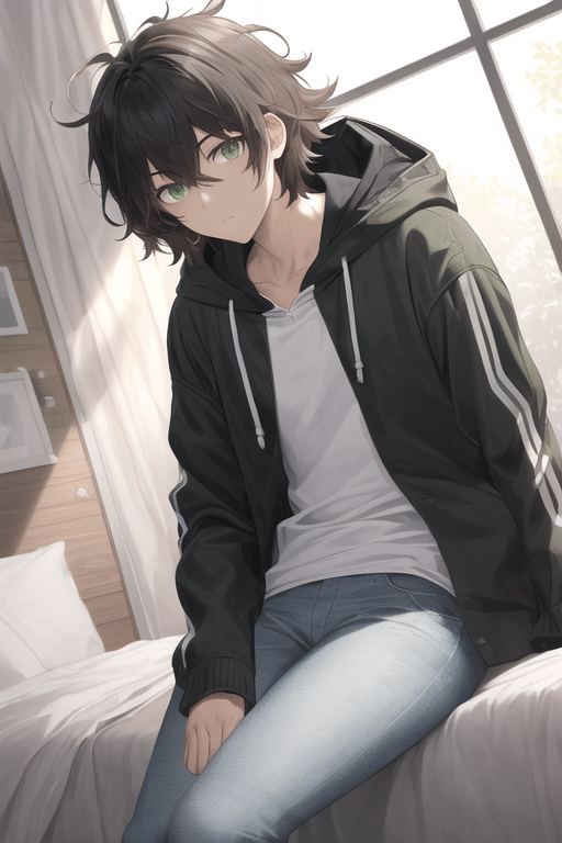 Messy Anime Bed Hair - Dark Green