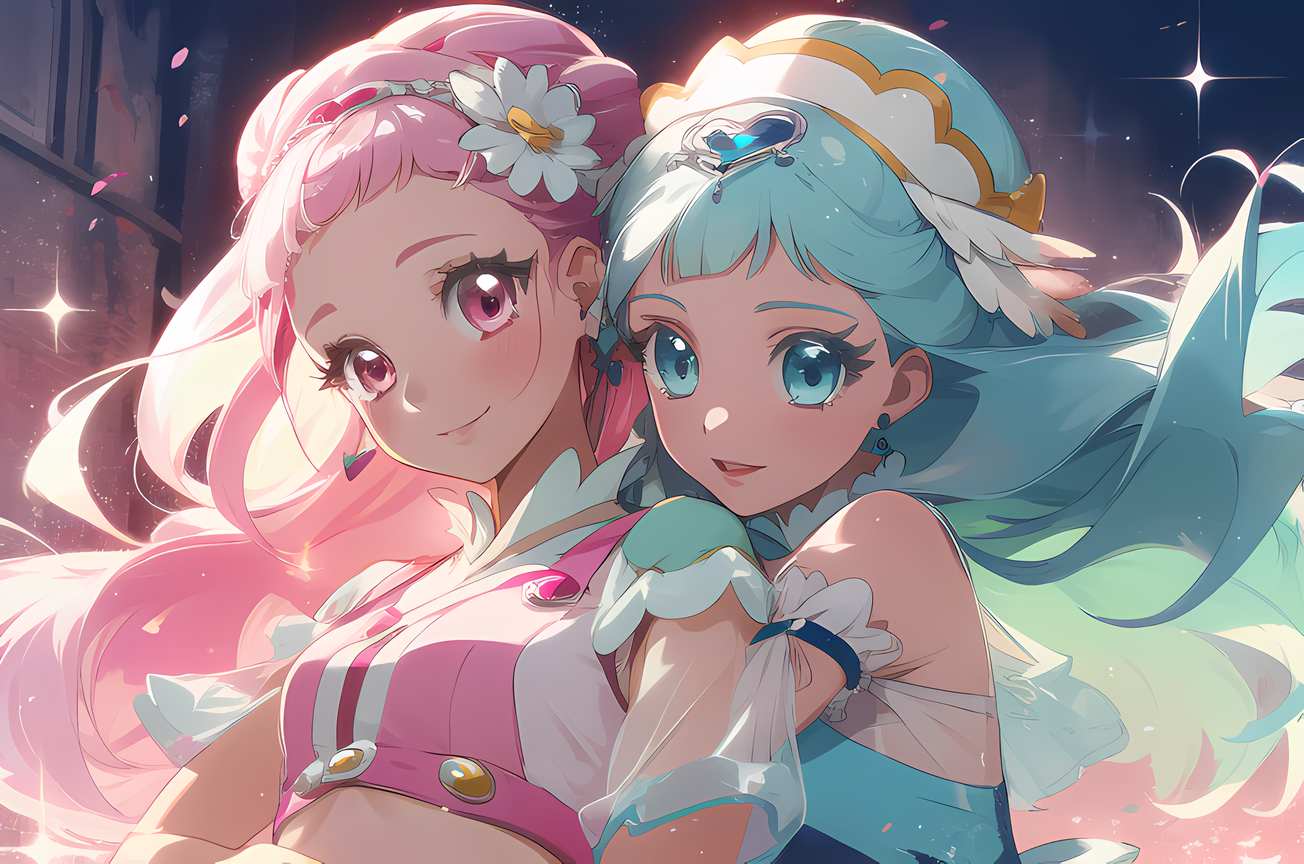 AI Art: キュアエール&キュアアンジュ（Cure Yell & Cure Ange）（プリキュア）（Precure） by @ponu-sub  | PixAI