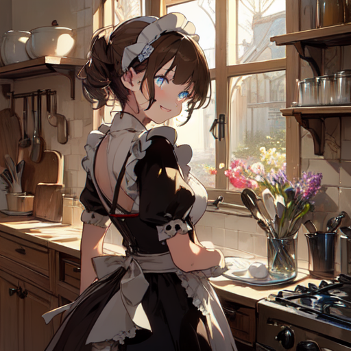 Premium AI Image  Maid in kitchen 3D illustration anime character