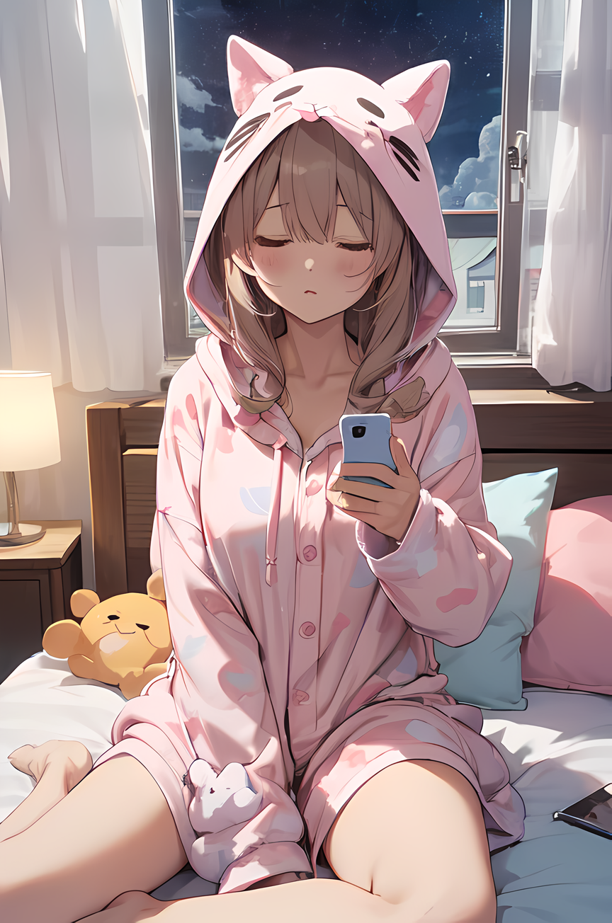 Anime girl store with animal hoodie