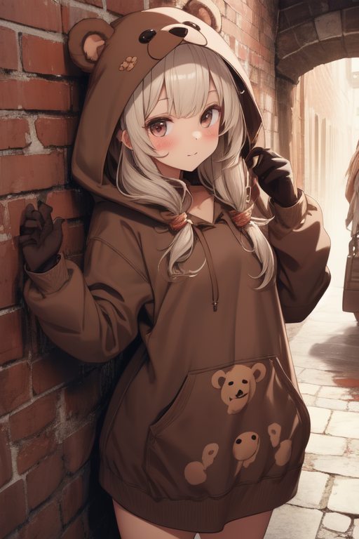 Anime girl 2025 bear hoodie