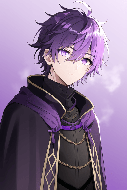 Black to Purple Messy Cool Boy Anime Hair