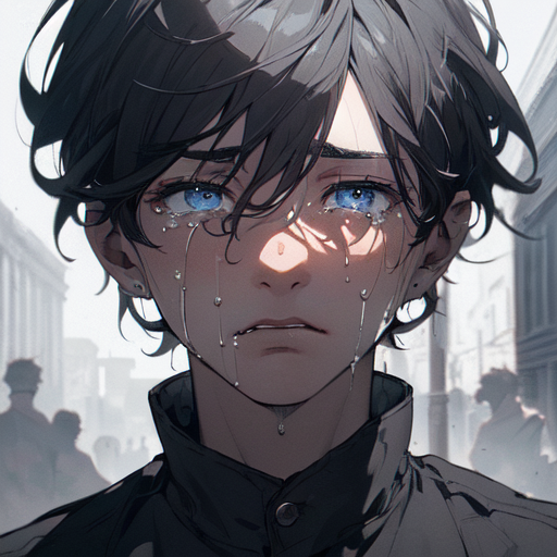 AI Art: Sorrow White hair Boy, Icon by @LonelyBoy