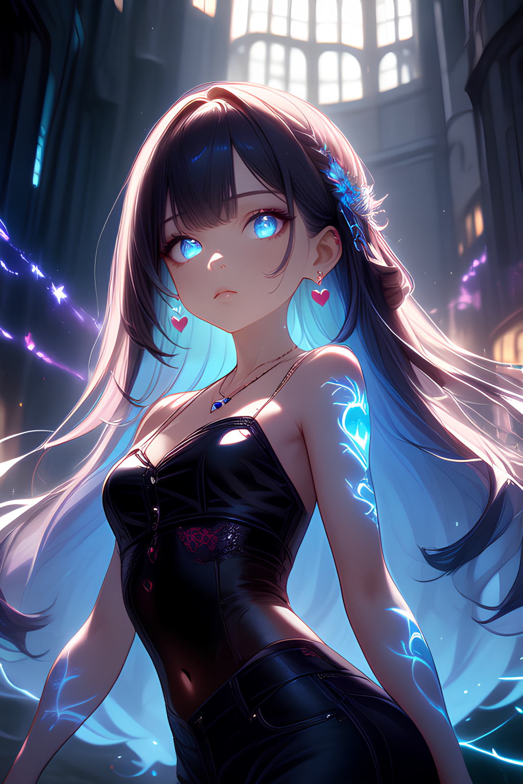 女孩 AI Art: 霓虹纹身女孩 1 by @繭 Mayu | PixAI
