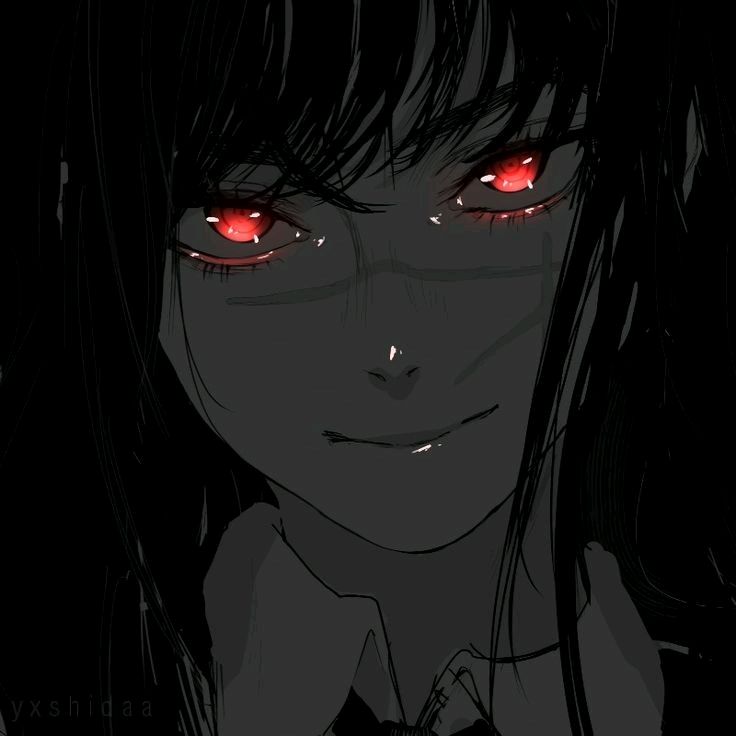 Premium AI Image  A black anime girl with glowing eyes and a black  background.