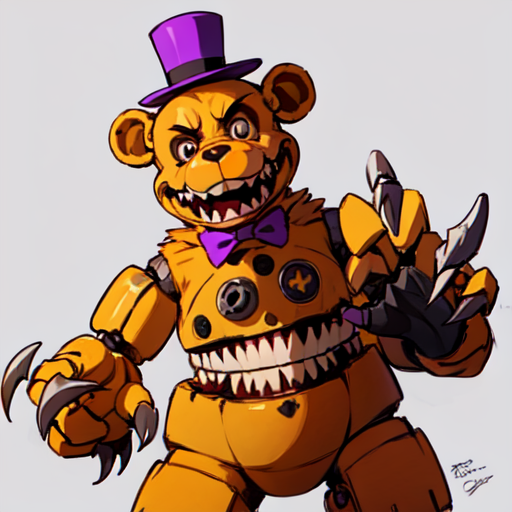 AI Art LoRA Model: Nightmare Fredbear FNAF Character LoRA V1.0