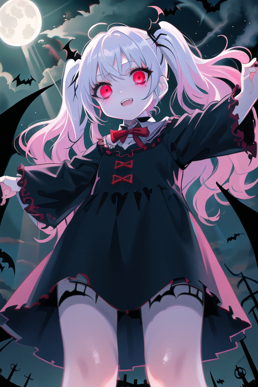 Wallpaper clouds, the moon, anime, the demon, vampire, bats