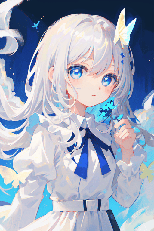 drawing,cute,ice,cold,blue,butterfly,colorful,ai art,hd by Subaru_sama