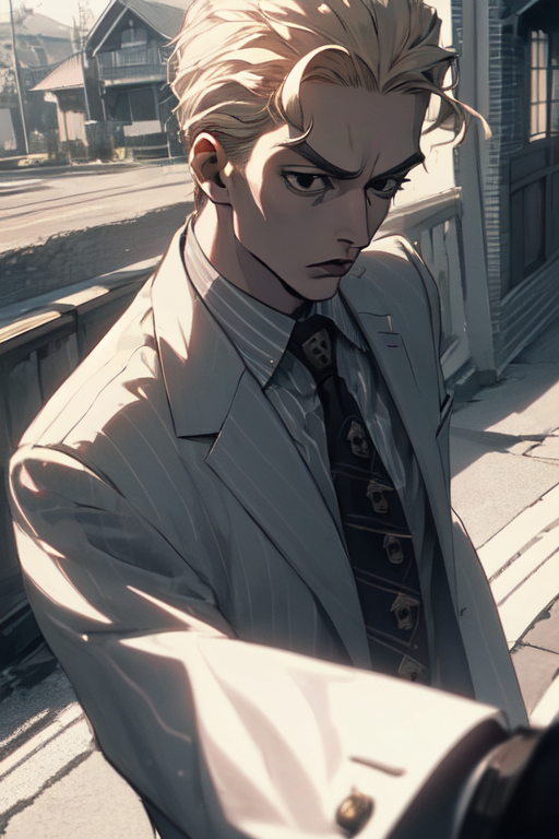 AIイラスト: Yoshikage Kira visits your home with a new suit 作者 @Gintoki9 無料で無修正の アート | PixAI