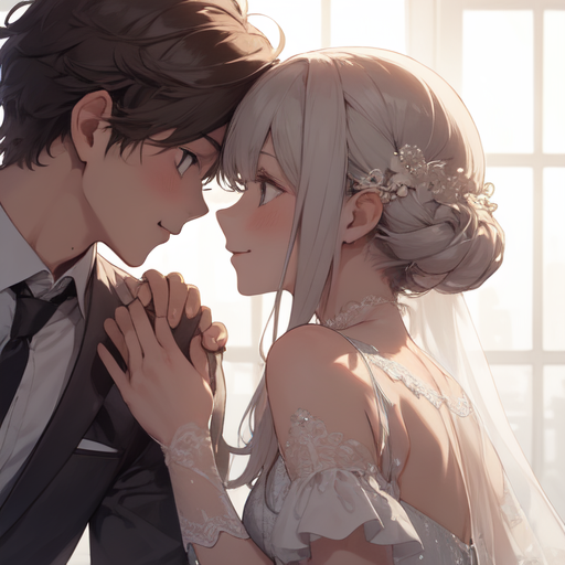 AI Art: A boy and a girl telling a love story by @AnimeAIMaker