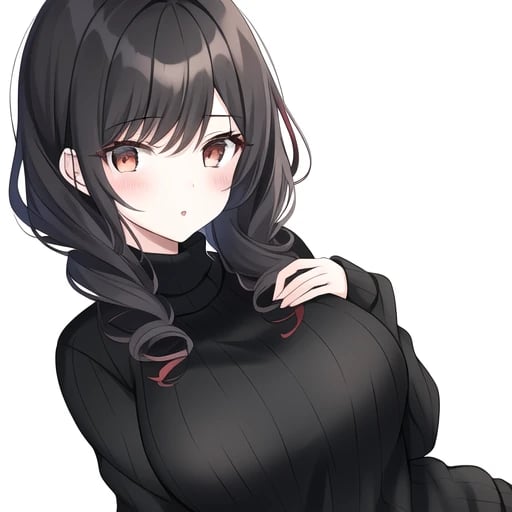A anime drawing of a girl in a black sweater