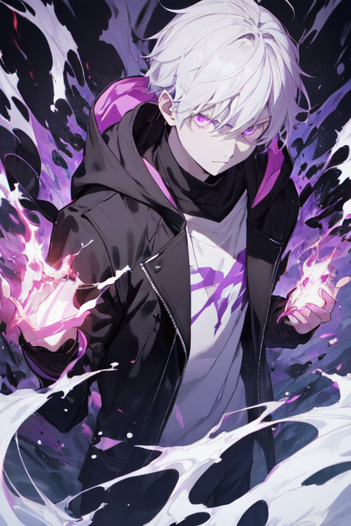 Black to Purple Messy Cool Boy Anime Hair