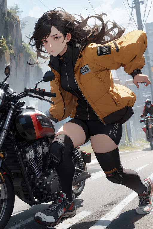 Anime girl 2024 on motorcycle