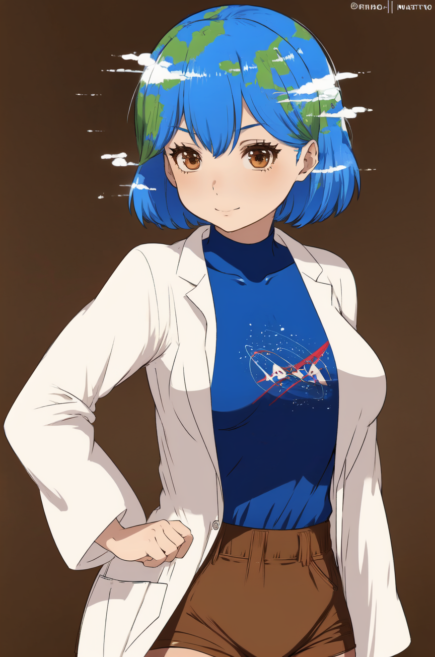 AI Art: Earth-Chan at work 2 by @HarryLeferts | PixAI