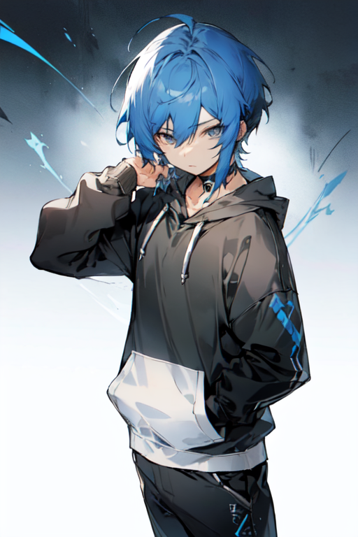 Anime boy blue clearance hoodie