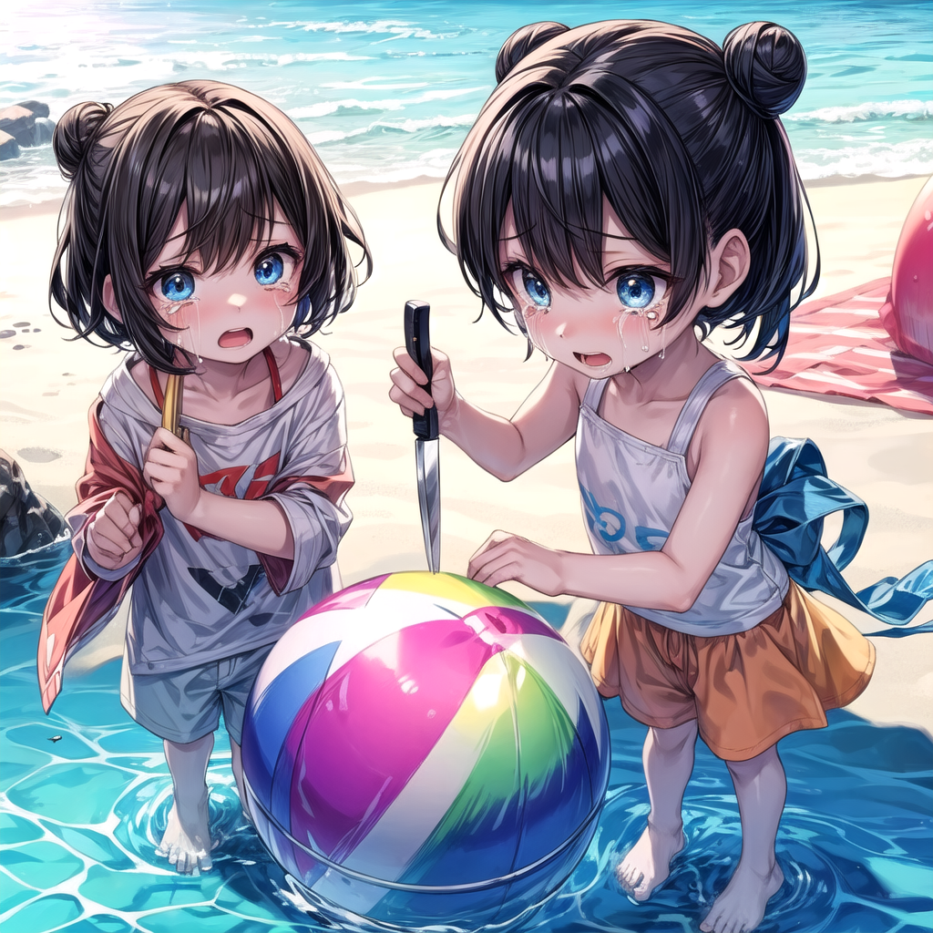 AI Art: Stab a beach ball by @Moonlight Phoenix | PixAI