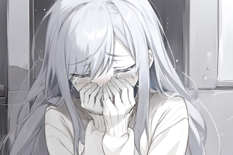 Premium Photo  Anime girl sad on a white background ai generation
