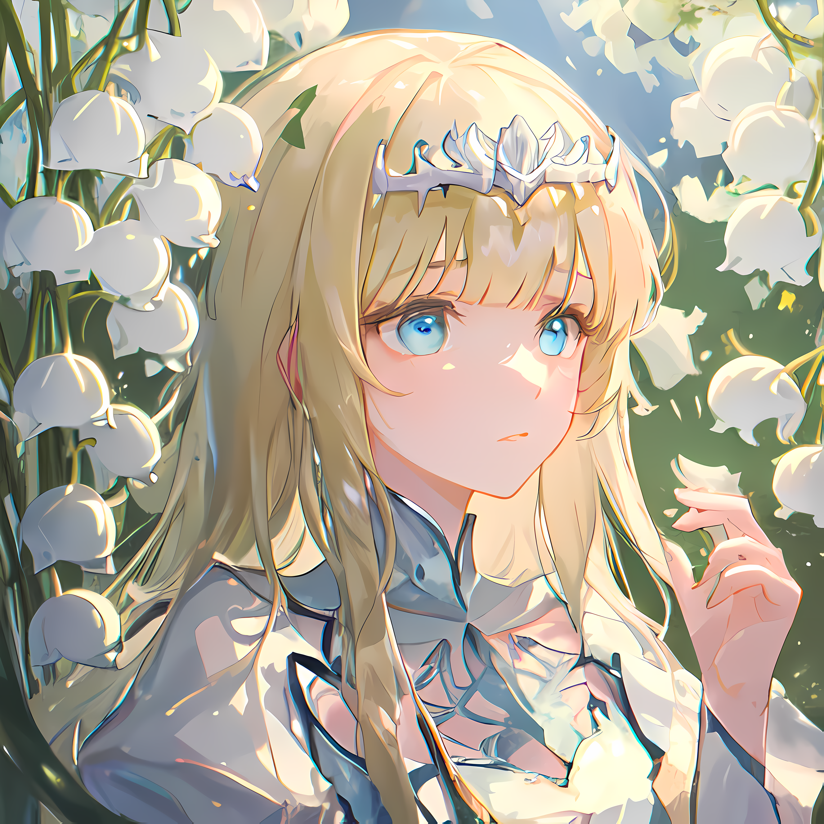 AI Art: Calca Bessarez (Overlord ) - in a white lilly garden by @Uthaiyama  (Overlord FanFic writer - Calca Bessarez Fanclub) | PixAI