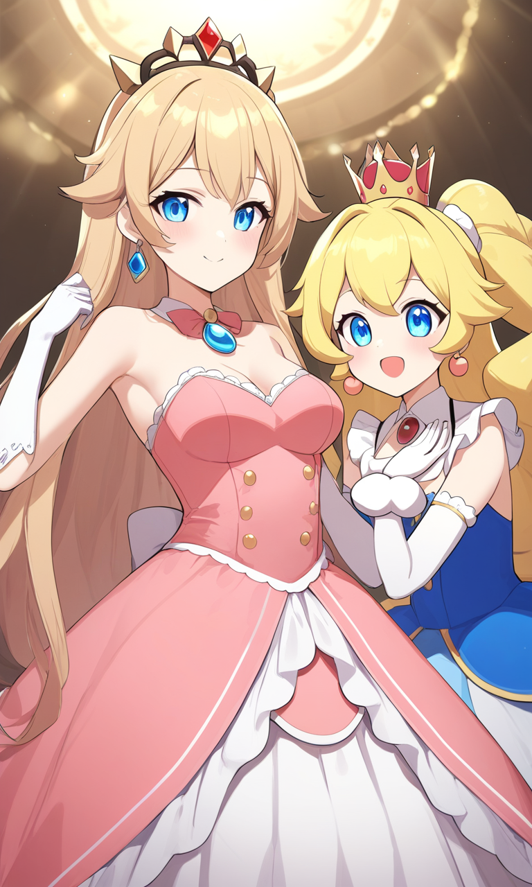 AI Art: 「マリオ」 - ピーチ姫とステラの2人の美しさ by @素晴らしいダンサーくん | PixAI