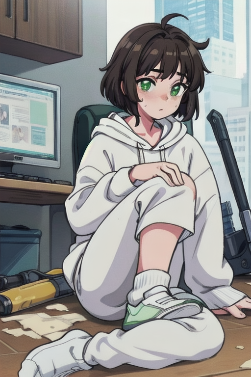 Messy Anime Bed Hair - Dark Green