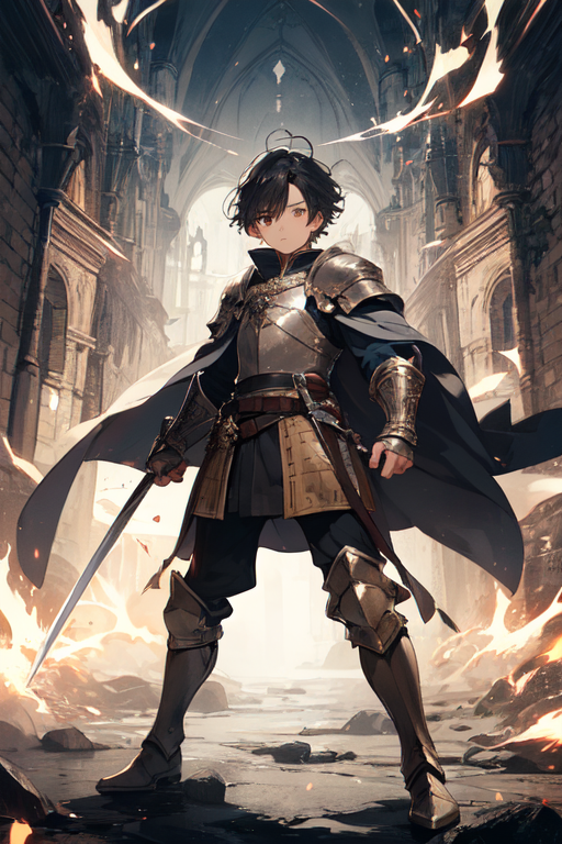 Anime character, cool, magical eyes, boy, medieval