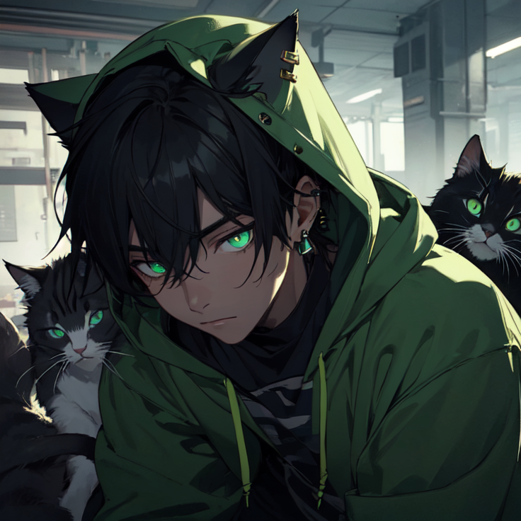 Anime boy with hot sale cat hoodie