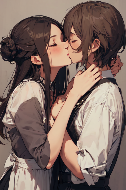 Anime Kiss, cheek Kissing, kiss, reference, Yuri, visual Arts, branch,  manga, Painting, Fan art