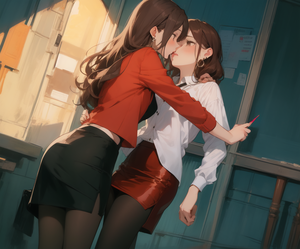 AI Art: Office girls kissing by @Tommy | PixAI