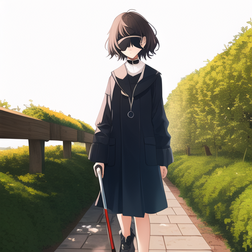 AI Art: walking with blindfolded girl by @user-1605413815181387762