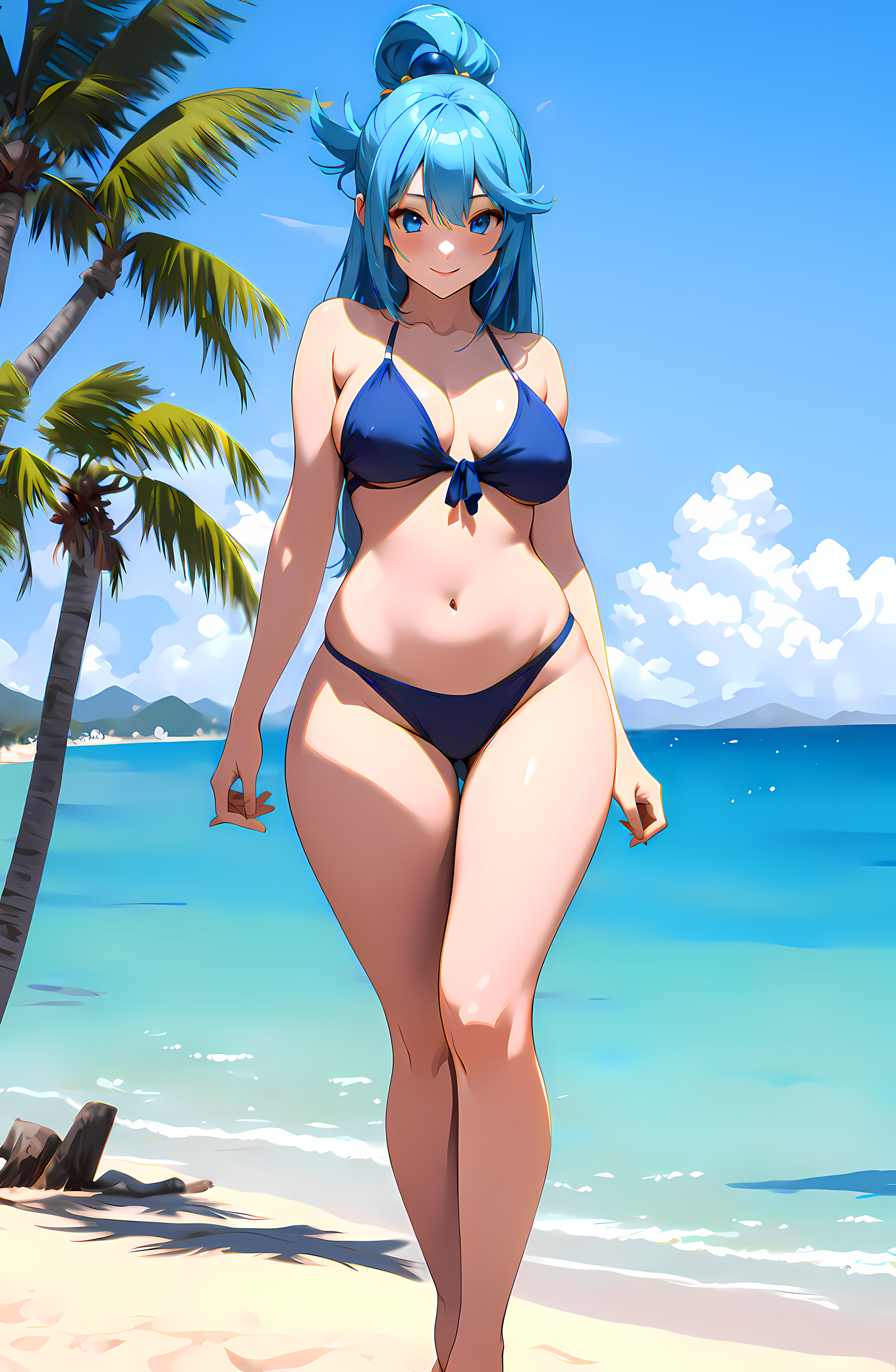 AI Art Aqua Bikini on Beach by Ohashi Ling PixAI