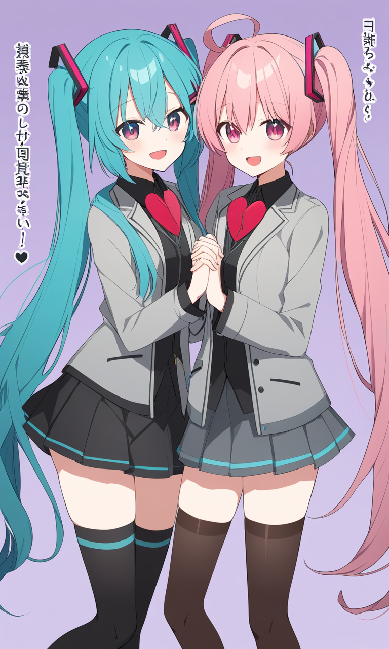 AI Art: Hatsune Miku and Kasane Teto: A Yuri-filled Encounter by  @GentleCrimsonWalkerVI | PixAI