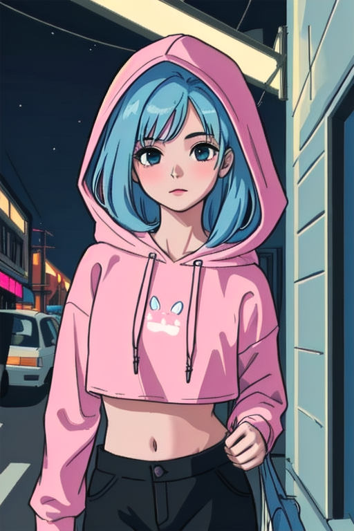 Anime crop top online hoodie drawing