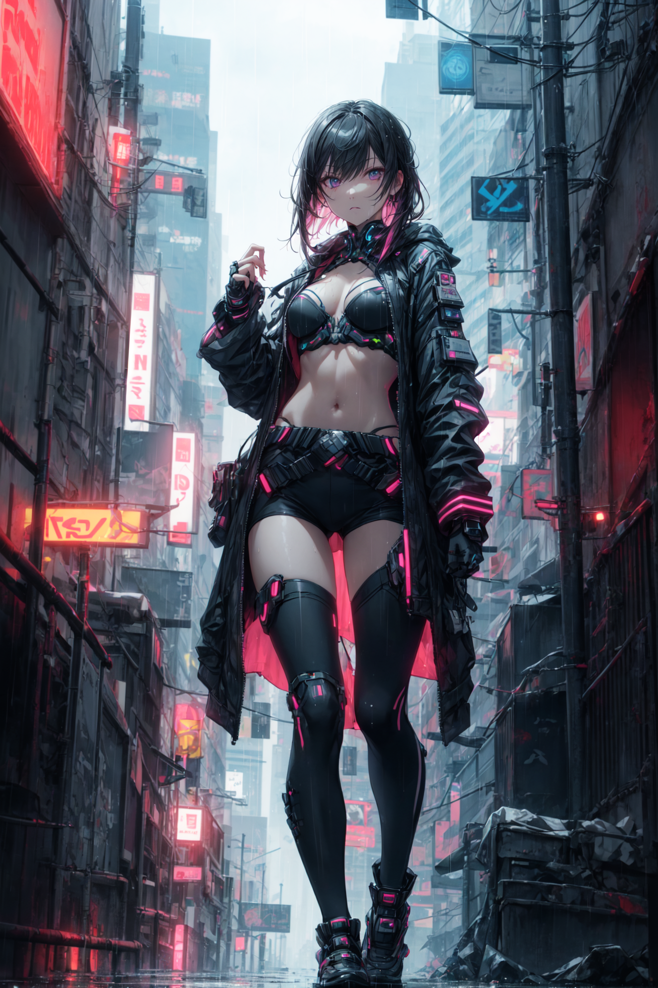 AI Art: 2D Girl in cyberpunk reality by @JkWW 💜🐖